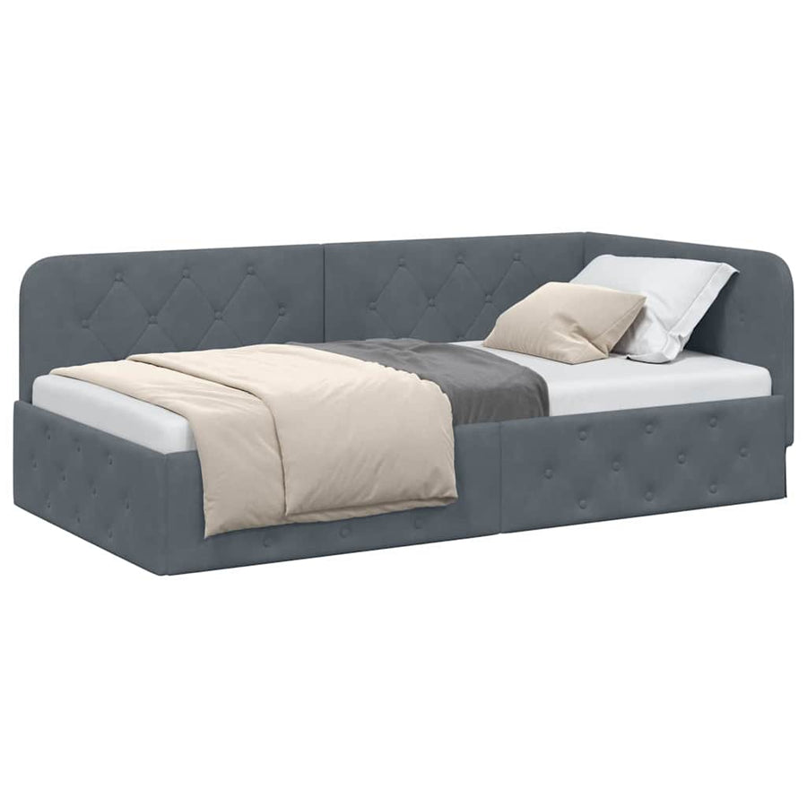 Hoekbedframe met hoofdeinde Donkergrijs 100 x 200 cm Fluweel