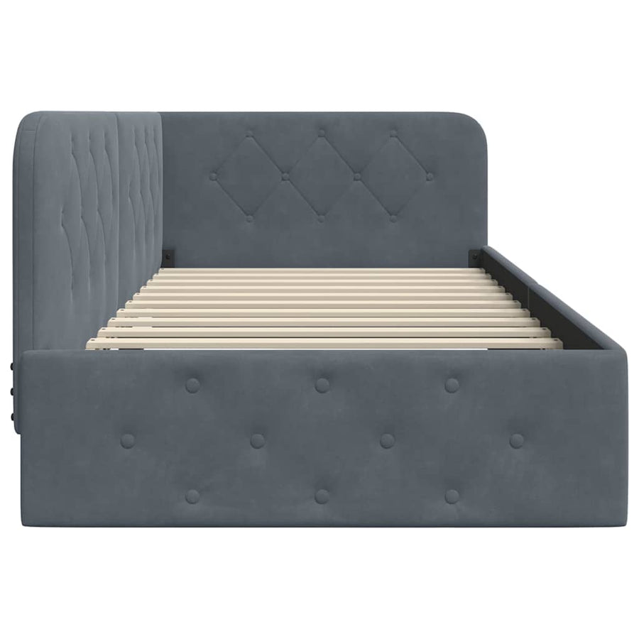 Hoekbedframe met hoofdeinde Donkergrijs 100 x 200 cm Fluweel