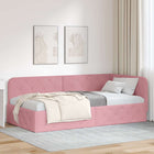 Hoekbedframe 100x200 cm roze fluweel