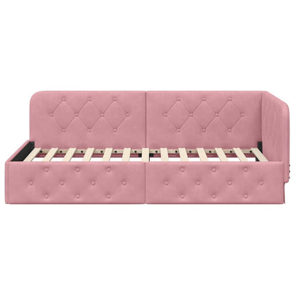 Hoekbedframe met hoofdeinde Roze 100 x 200 cm Fluweel