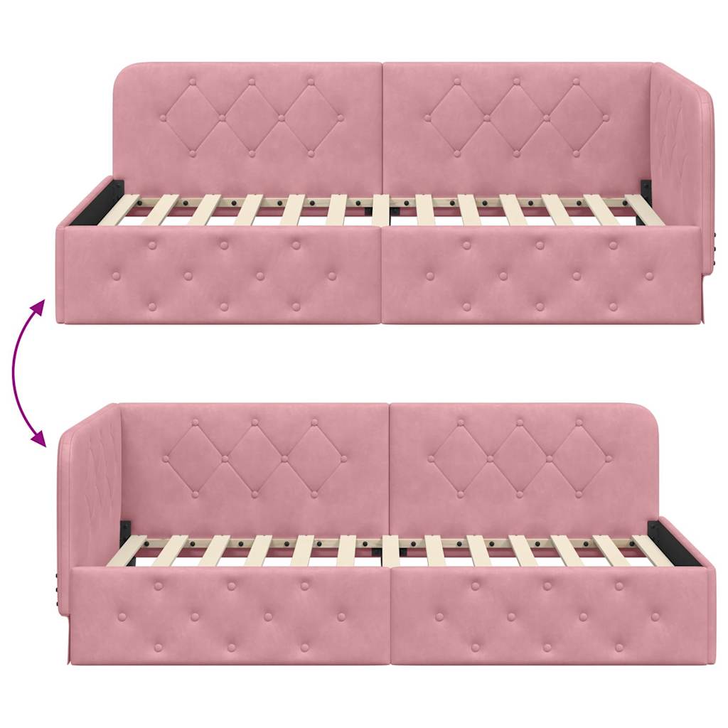 Hoekbedframe met hoofdeinde Roze 100 x 200 cm Fluweel