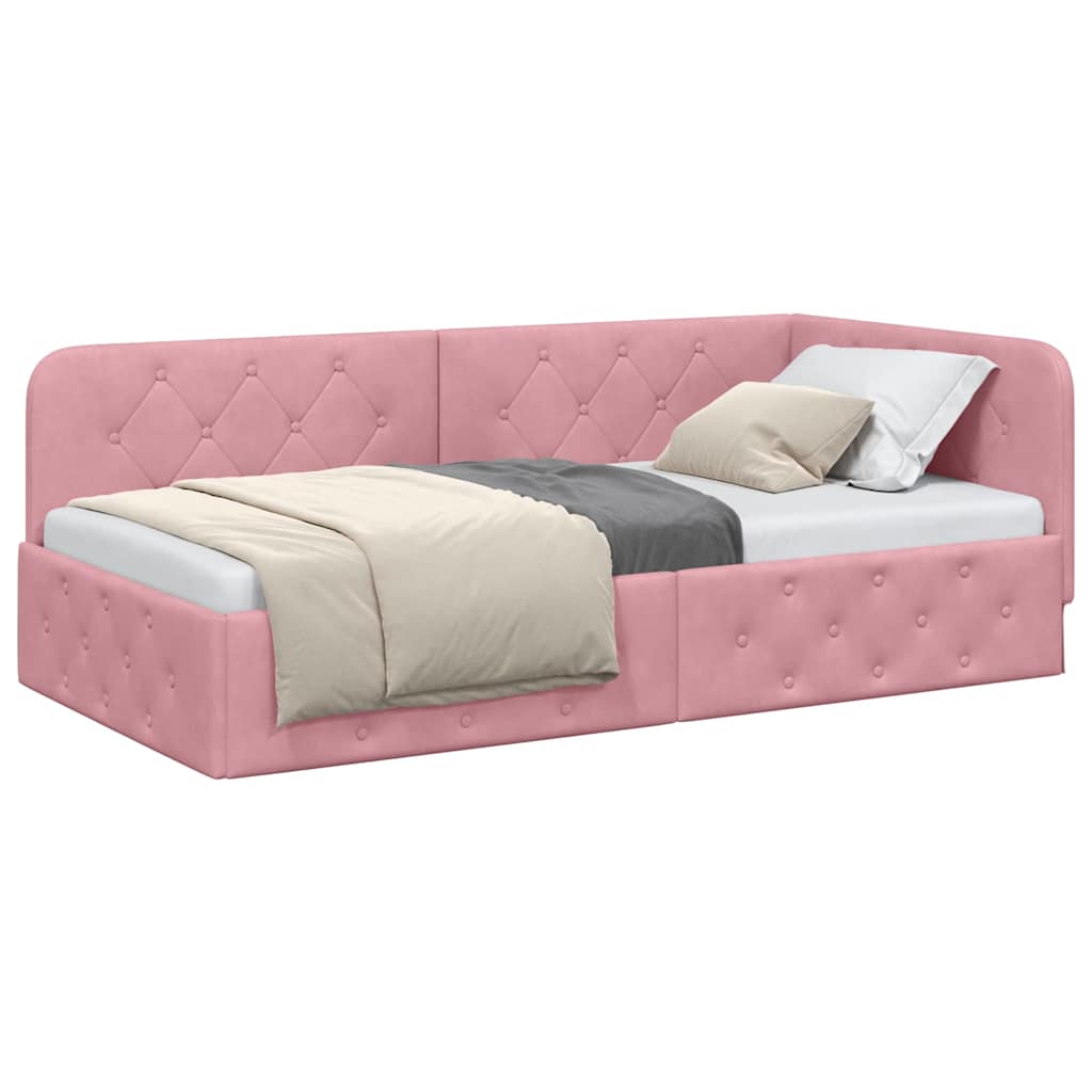 Hoekbedframe met hoofdeinde Roze 100 x 200 cm Fluweel