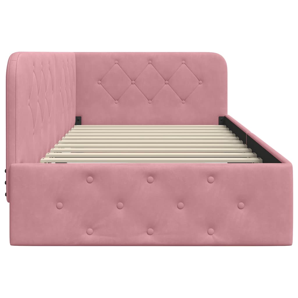 Hoekbedframe met hoofdeinde Roze 100 x 200 cm Fluweel