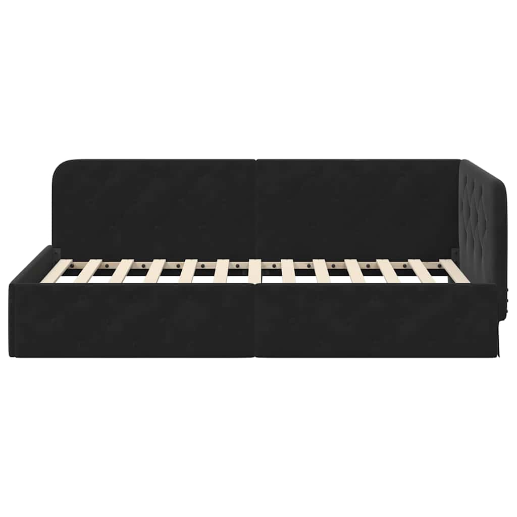 Hoekbedframe met hoofdeinde Zwart 100 x 200 cm Fluweel