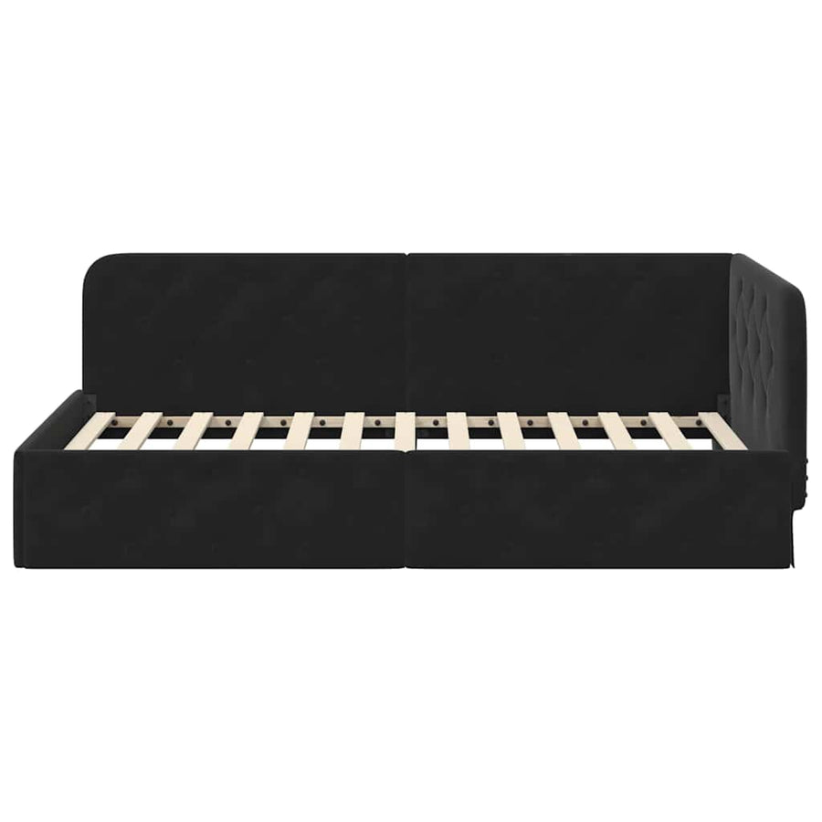 Hoekbedframe met hoofdeinde Zwart 100 x 200 cm Fluweel
