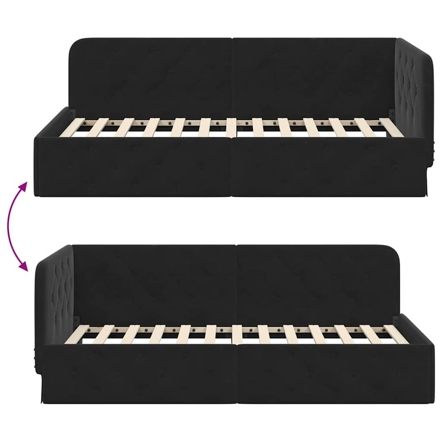 Hoekbedframe met hoofdeinde Zwart 100 x 200 cm Fluweel