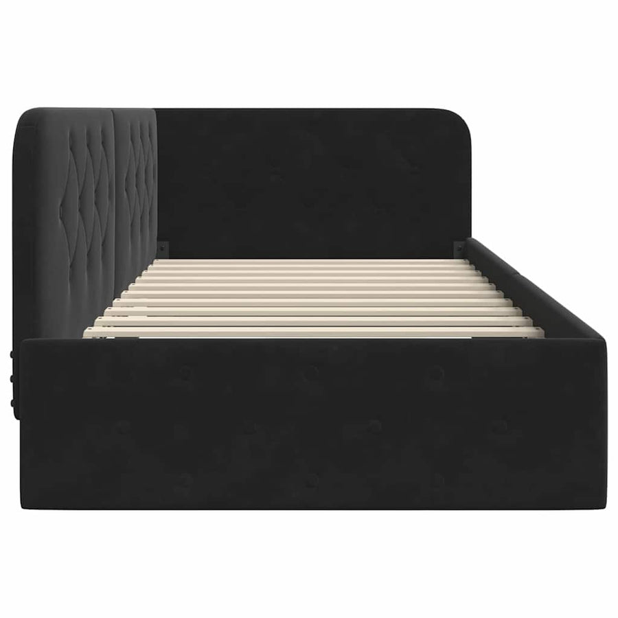 Hoekbedframe met hoofdeinde Zwart 100 x 200 cm Fluweel
