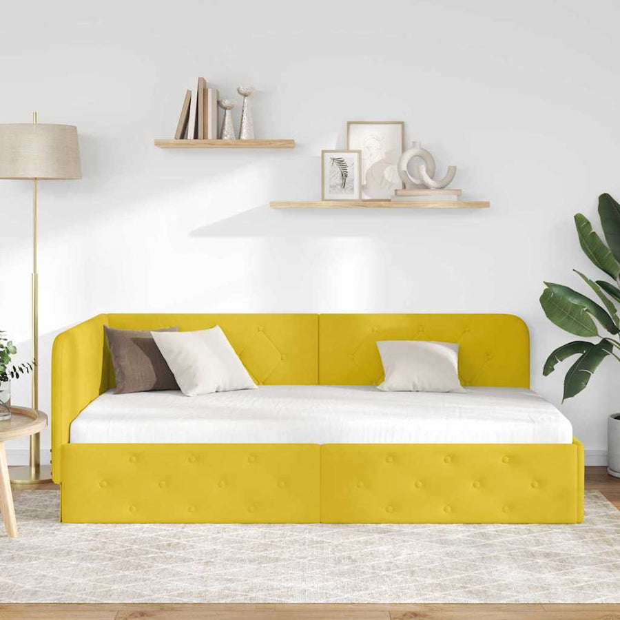 Hoekbedframe met hoofdeinde Geel 100 x 200 cm Fluweel