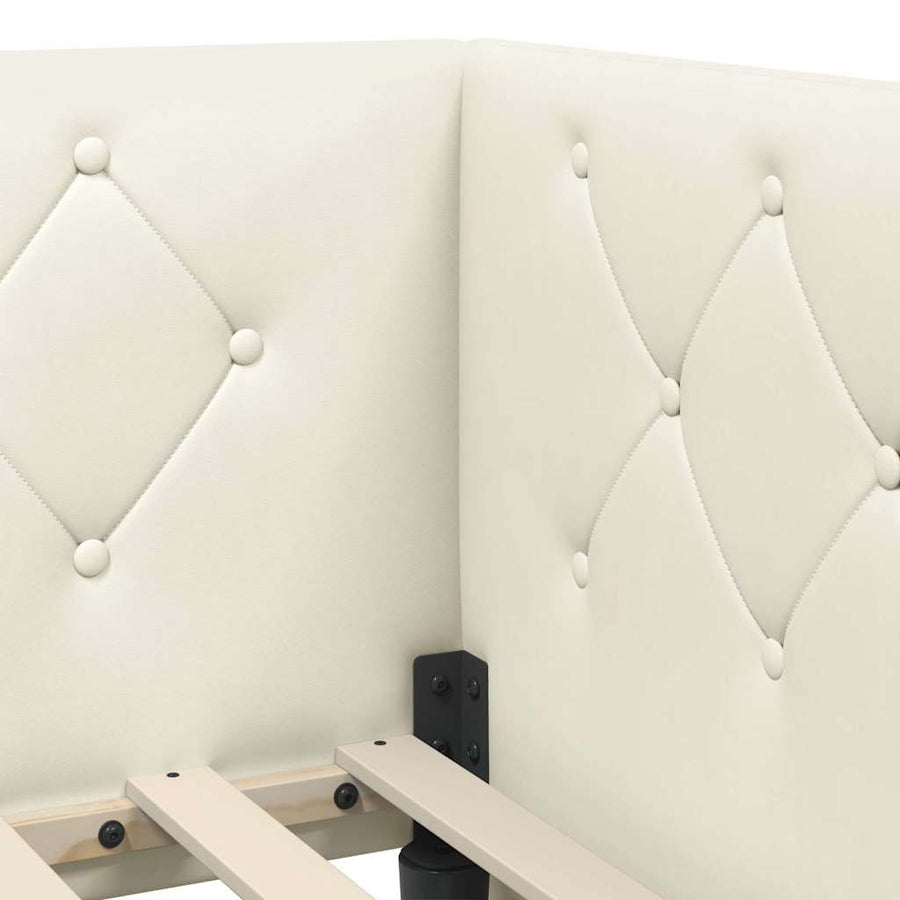 Hoekbedframe met hoofdeinde Crème 100 x 200 cm Fluweel