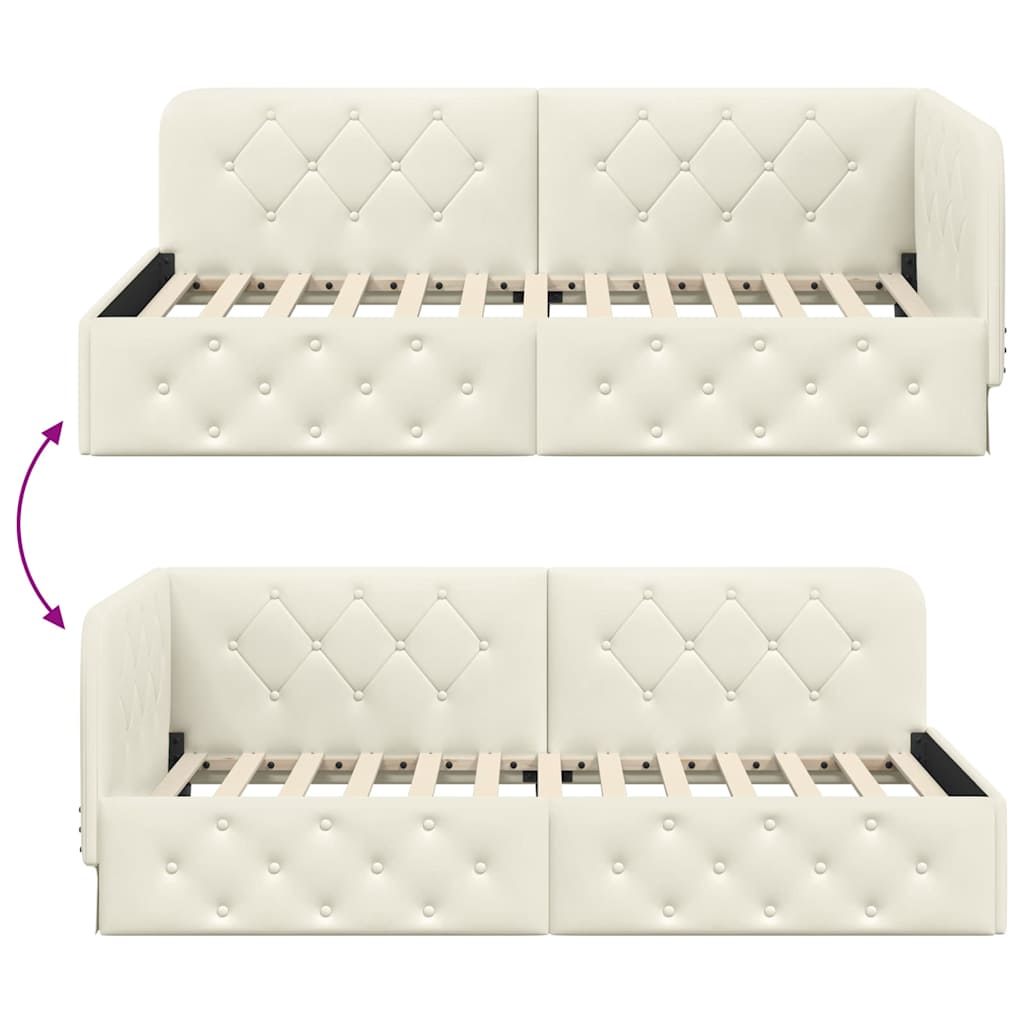 Hoekbedframe met hoofdeinde Crème 100 x 200 cm Fluweel