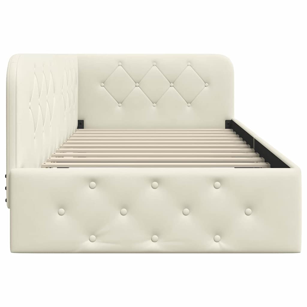 Hoekbedframe met hoofdeinde Crème 100 x 200 cm Fluweel