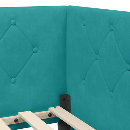 Hoekbedframe met hoofdeinde Turquoise 100 x 200 cm Fluweel