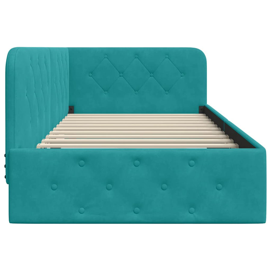Hoekbedframe met hoofdeinde Turquoise 100 x 200 cm Fluweel