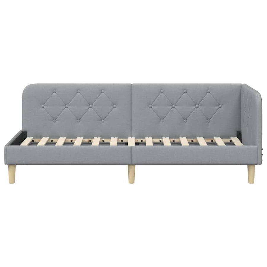 Hoekbedframe met hoofdeinde Lichtgrijs 80 x 200 cm Stof