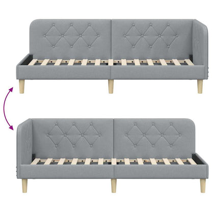 Hoekbedframe met hoofdeinde Lichtgrijs 80 x 200 cm Stof
