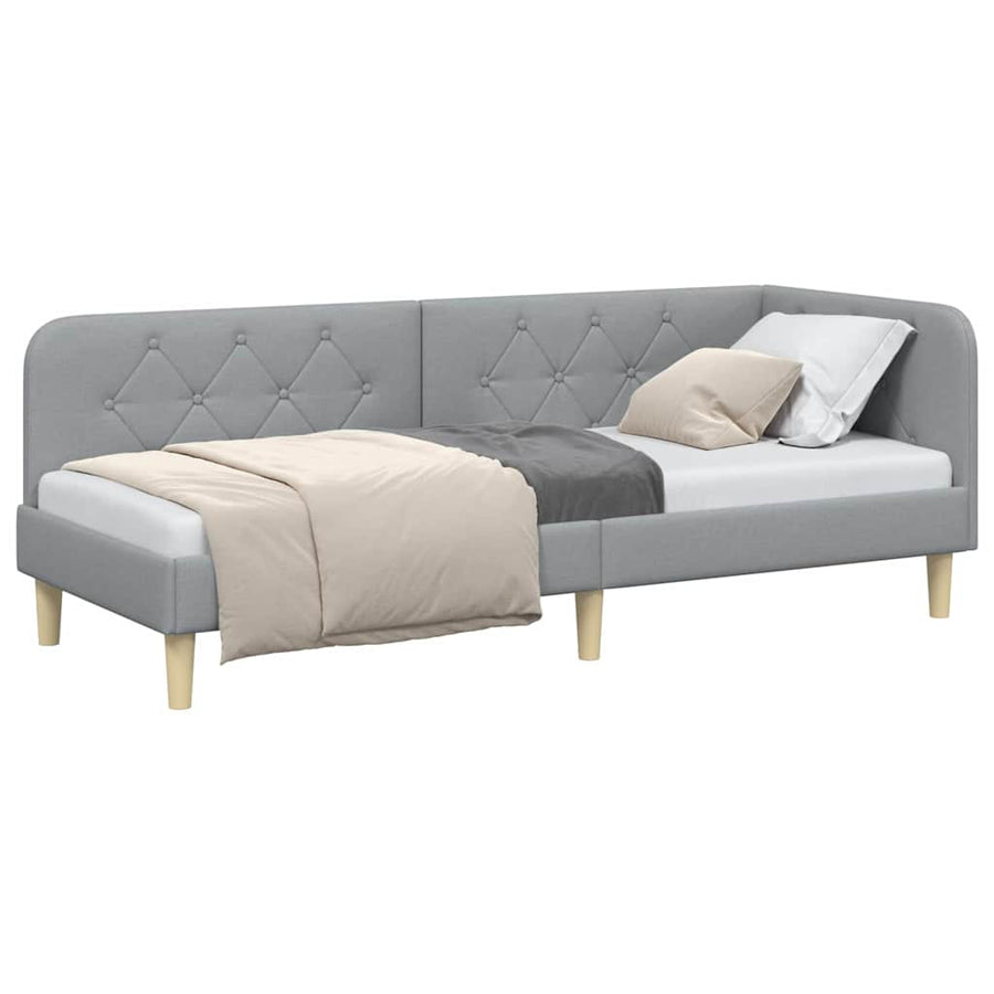 Hoekbedframe met hoofdeinde Lichtgrijs 80 x 200 cm Stof