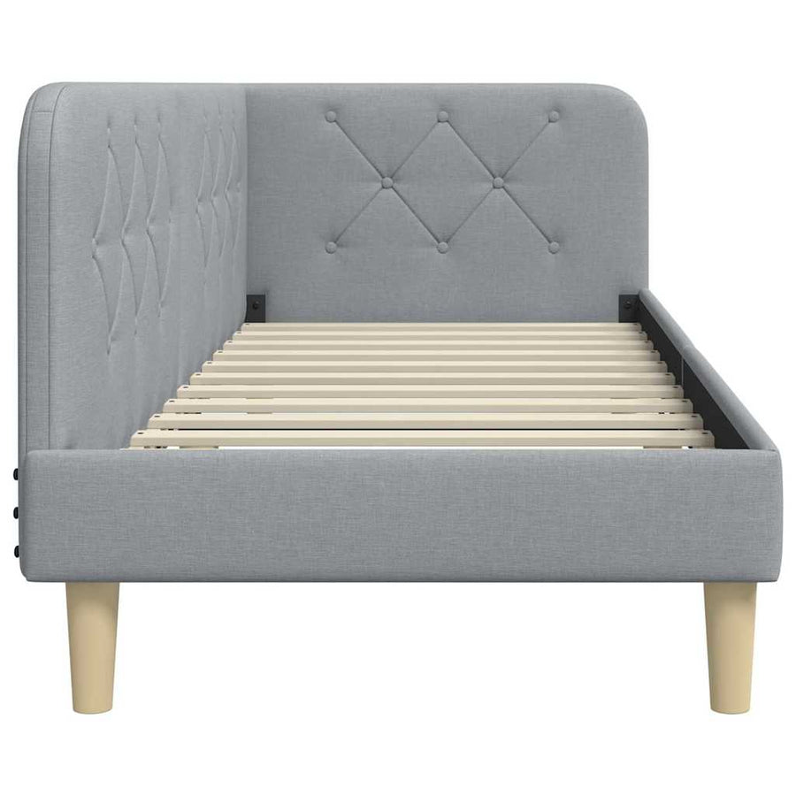 Hoekbedframe met hoofdeinde Lichtgrijs 80 x 200 cm Stof