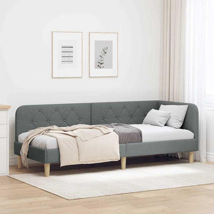 Hoekbedframe met hoofdeinde Donkergrijs 80 x 200 cm Stof