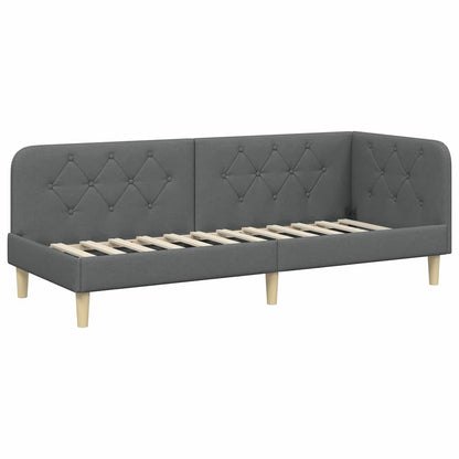 Hoekbedframe met hoofdeinde Donkergrijs 80 x 200 cm Stof