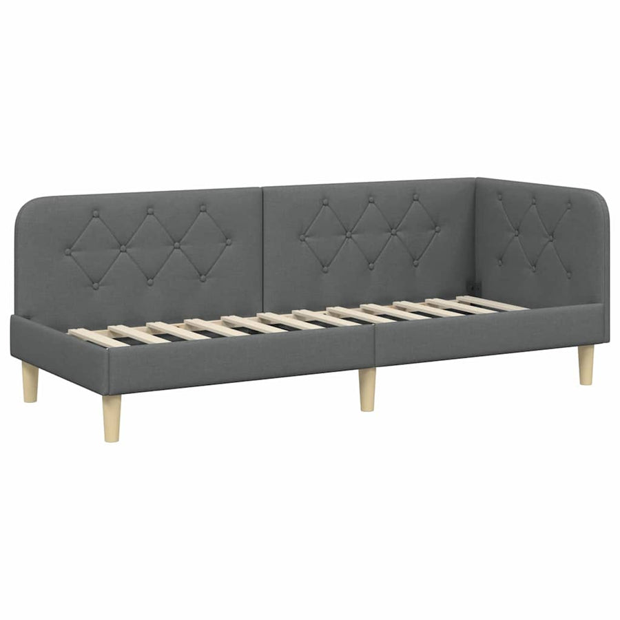 Hoekbedframe met hoofdeinde Donkergrijs 80 x 200 cm Stof