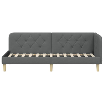 Hoekbedframe met hoofdeinde Donkergrijs 80 x 200 cm Stof