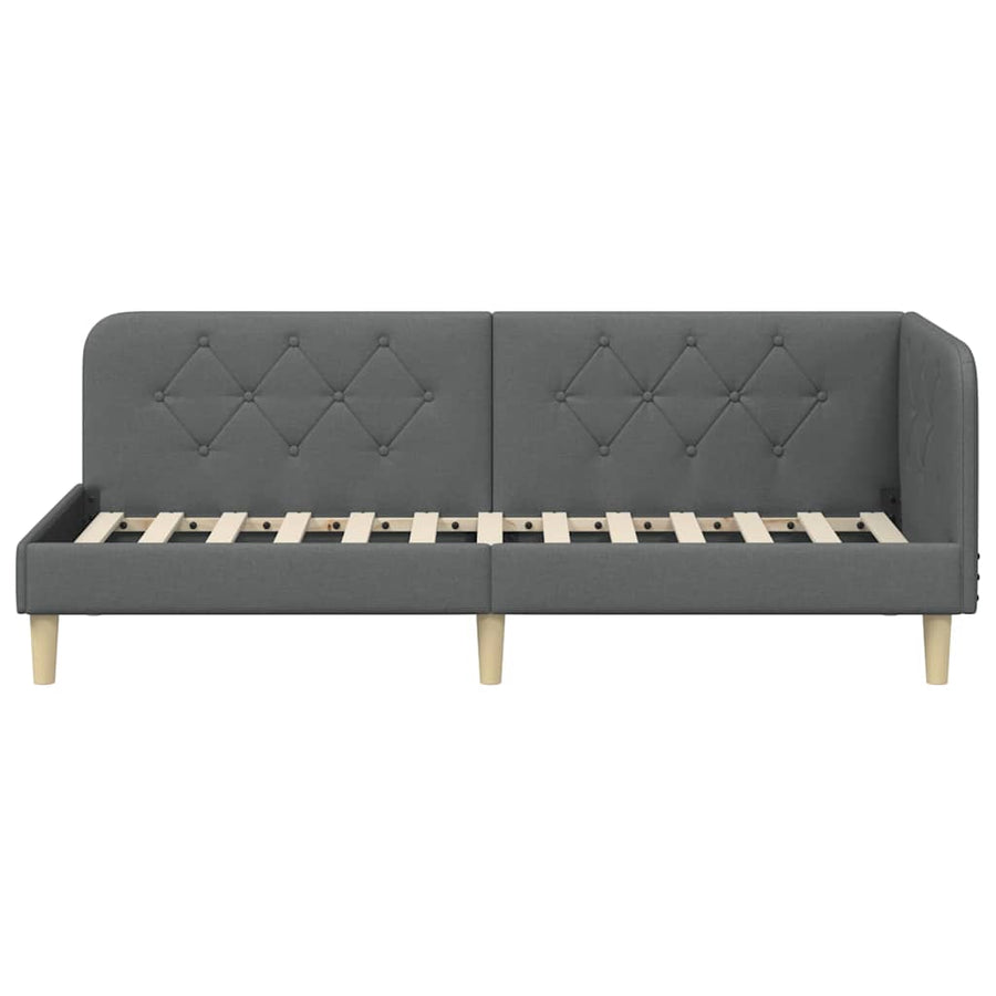 Hoekbedframe met hoofdeinde Donkergrijs 80 x 200 cm Stof