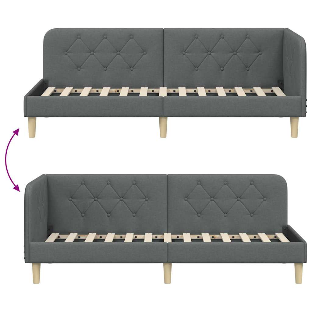 Hoekbedframe met hoofdeinde Donkergrijs 80 x 200 cm Stof