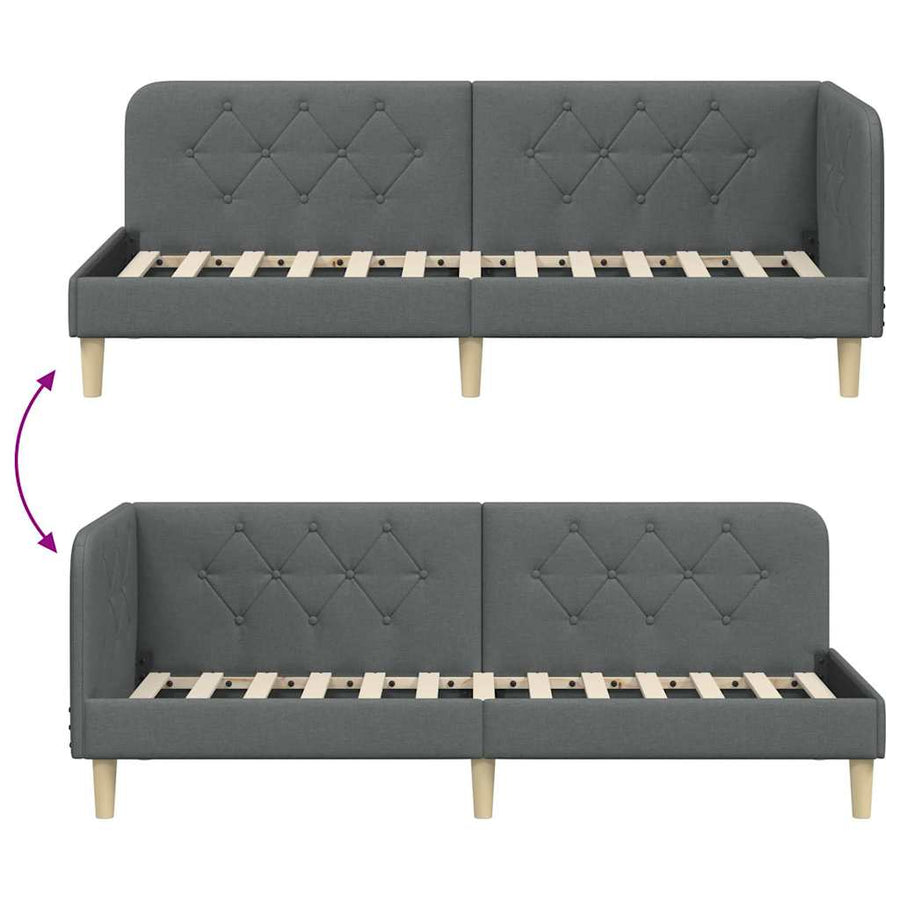 Hoekbedframe met hoofdeinde Donkergrijs 80 x 200 cm Stof