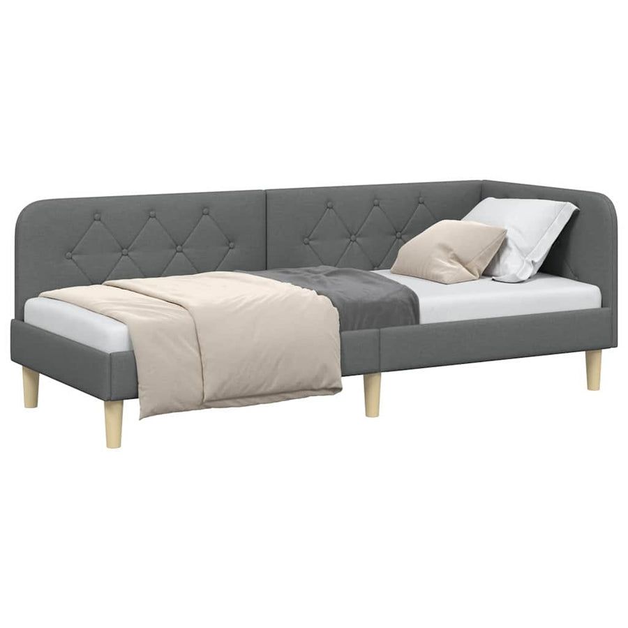 Hoekbedframe met hoofdeinde Donkergrijs 80 x 200 cm Stof