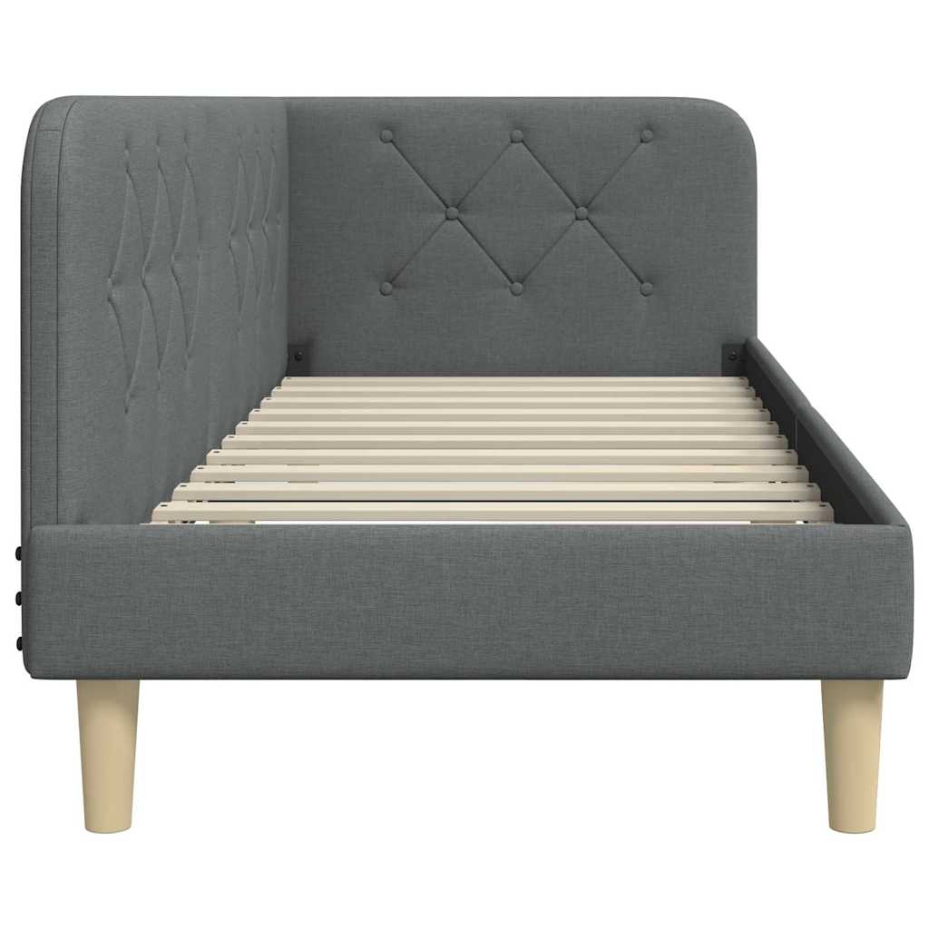 Hoekbedframe met hoofdeinde Donkergrijs 80 x 200 cm Stof