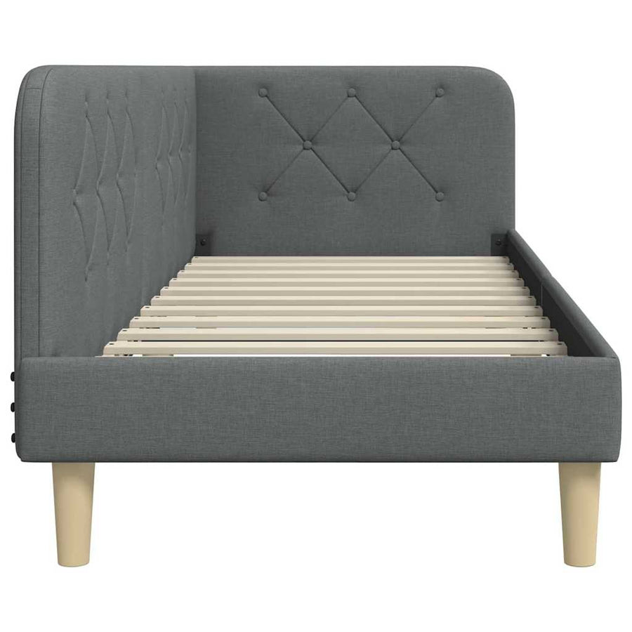 Hoekbedframe met hoofdeinde Donkergrijs 80 x 200 cm Stof