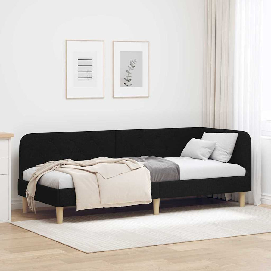 Hoekbedframe met hoofdeinde Zwart 80 x 200 cm Stof