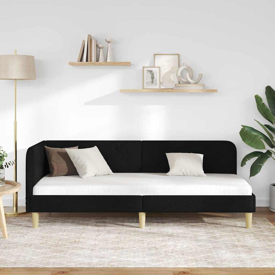 Hoekbedframe met hoofdeinde Zwart 80 x 200 cm Stof