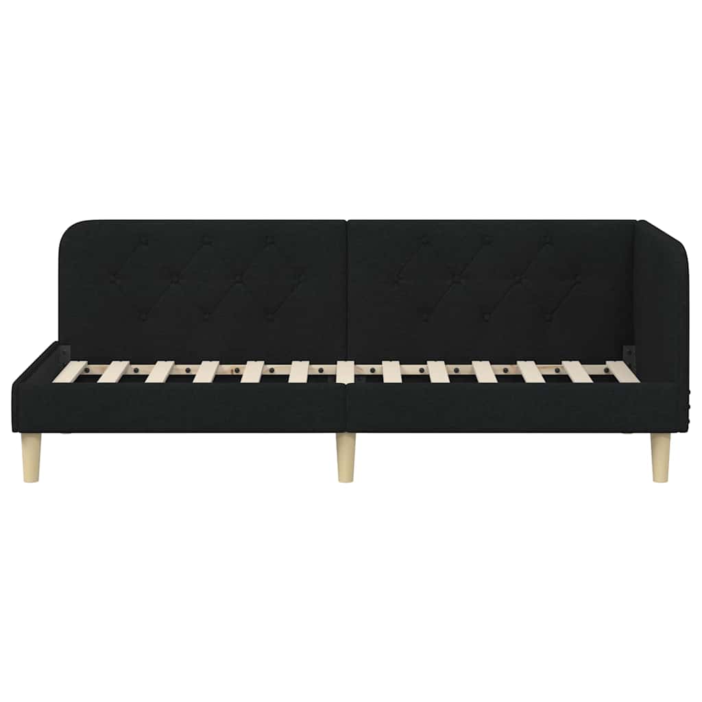 Hoekbedframe met hoofdeinde Zwart 80 x 200 cm Stof