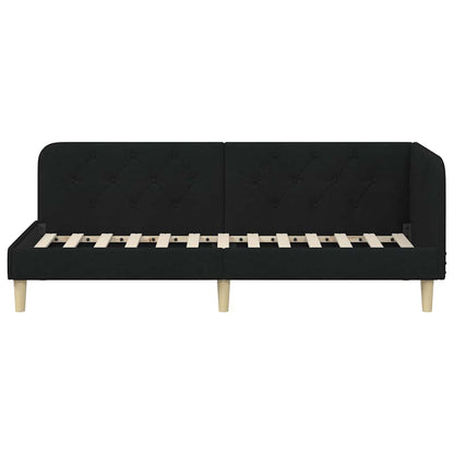 Hoekbedframe met hoofdeinde Zwart 80 x 200 cm Stof