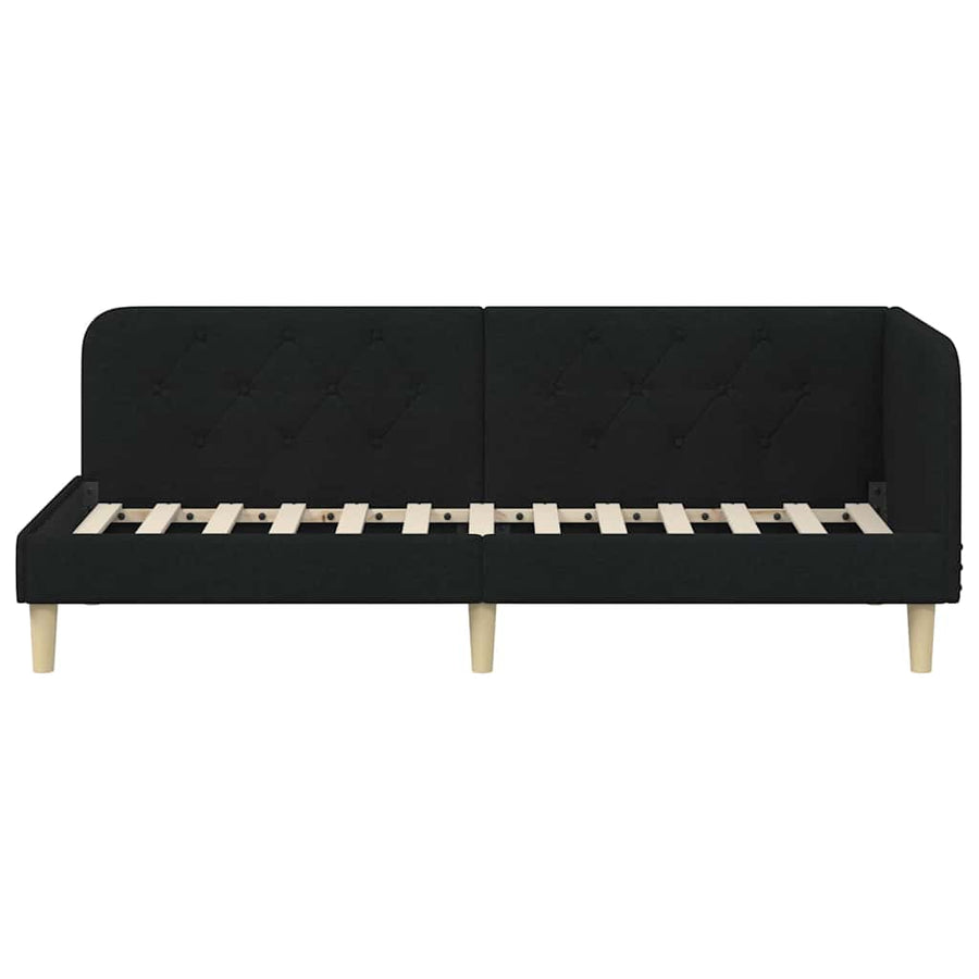 Hoekbedframe met hoofdeinde Zwart 80 x 200 cm Stof
