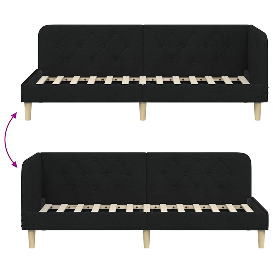 Hoekbedframe met hoofdeinde Zwart 80 x 200 cm Stof