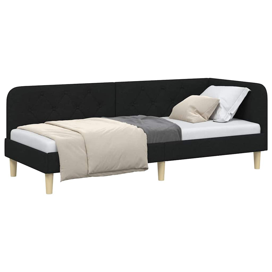 Hoekbedframe met hoofdeinde Zwart 80 x 200 cm Stof