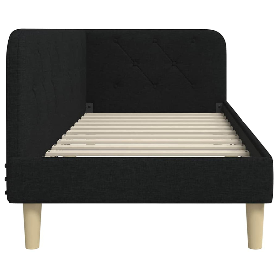 Hoekbedframe met hoofdeinde Zwart 80 x 200 cm Stof
