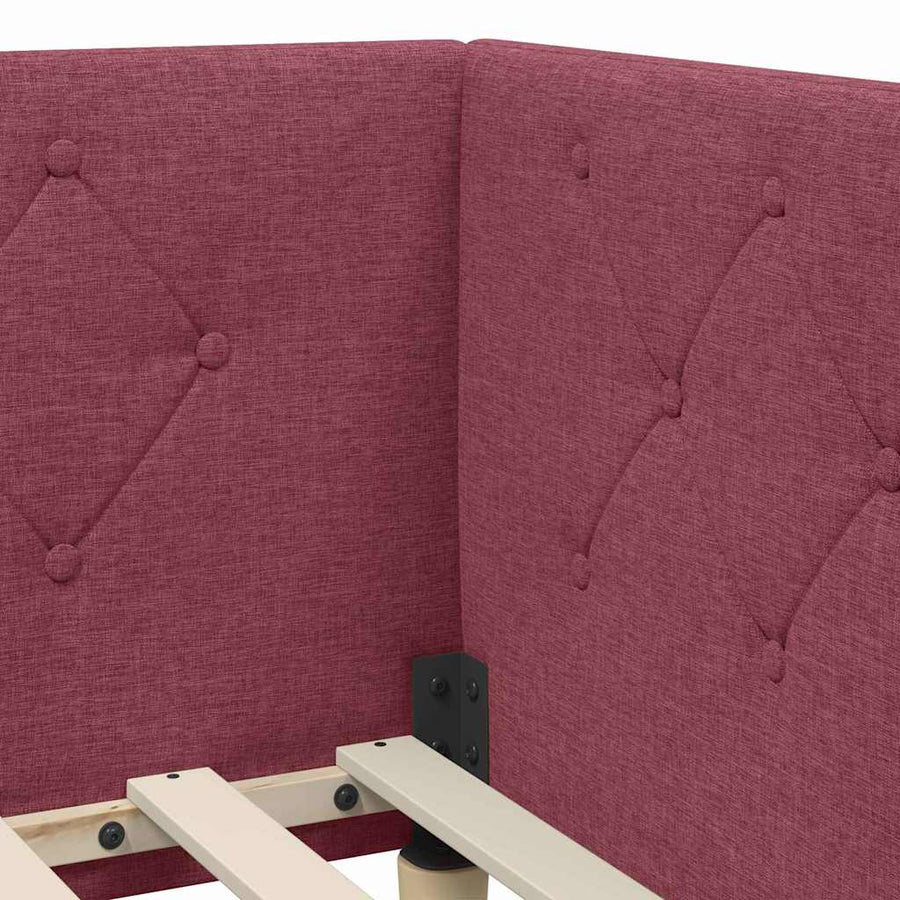 Hoekbedframe met hoofdeinde Wijnrood 80 x 200 cm Stof