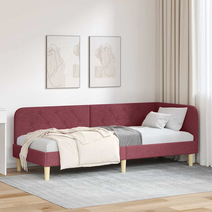 Hoekbedframe met hoofdeinde Wijnrood 80 x 200 cm Stof
