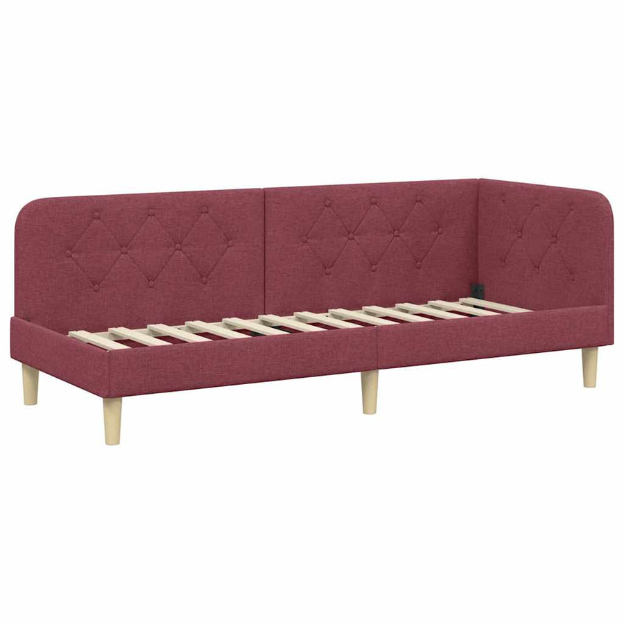 Hoekbedframe met hoofdeinde Wijnrood 80 x 200 cm Stof