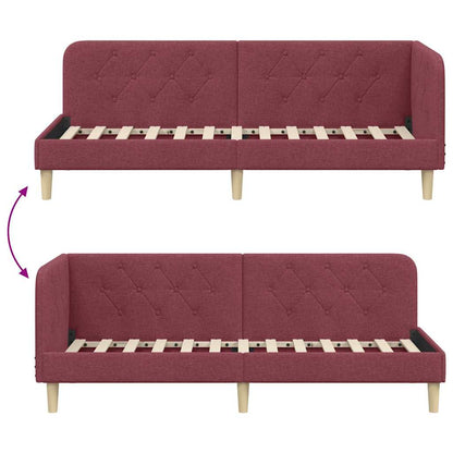 Hoekbedframe met hoofdeinde Wijnrood 80 x 200 cm Stof