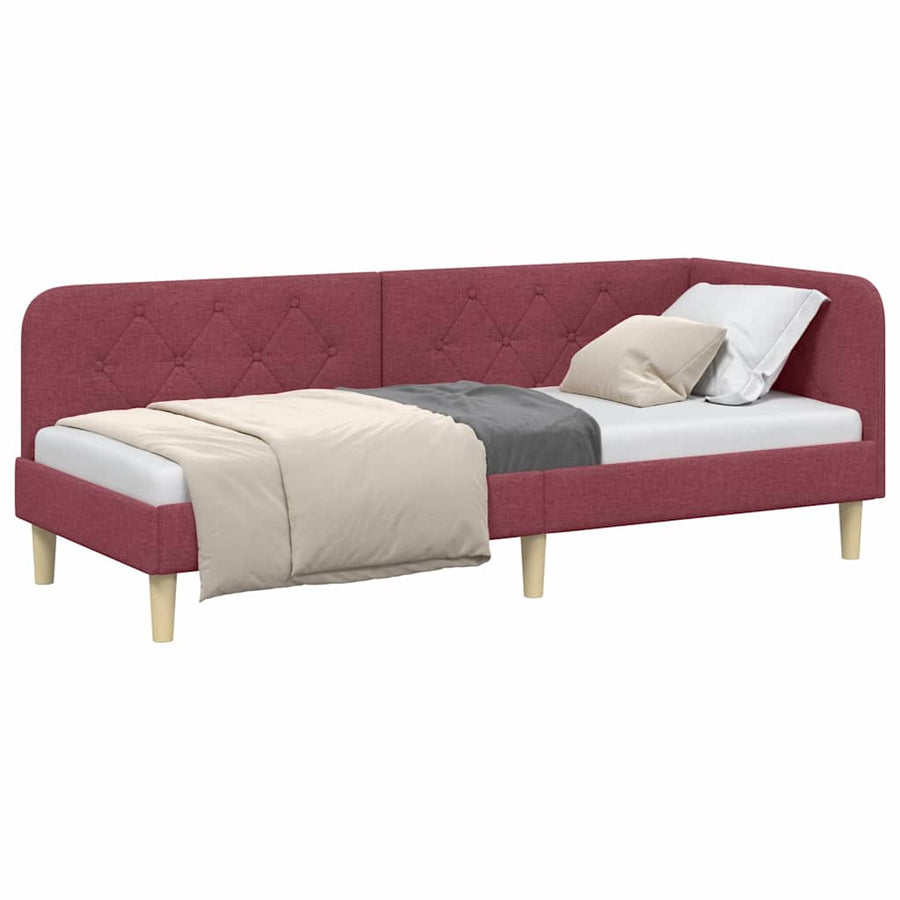 Hoekbedframe met hoofdeinde Wijnrood 80 x 200 cm Stof