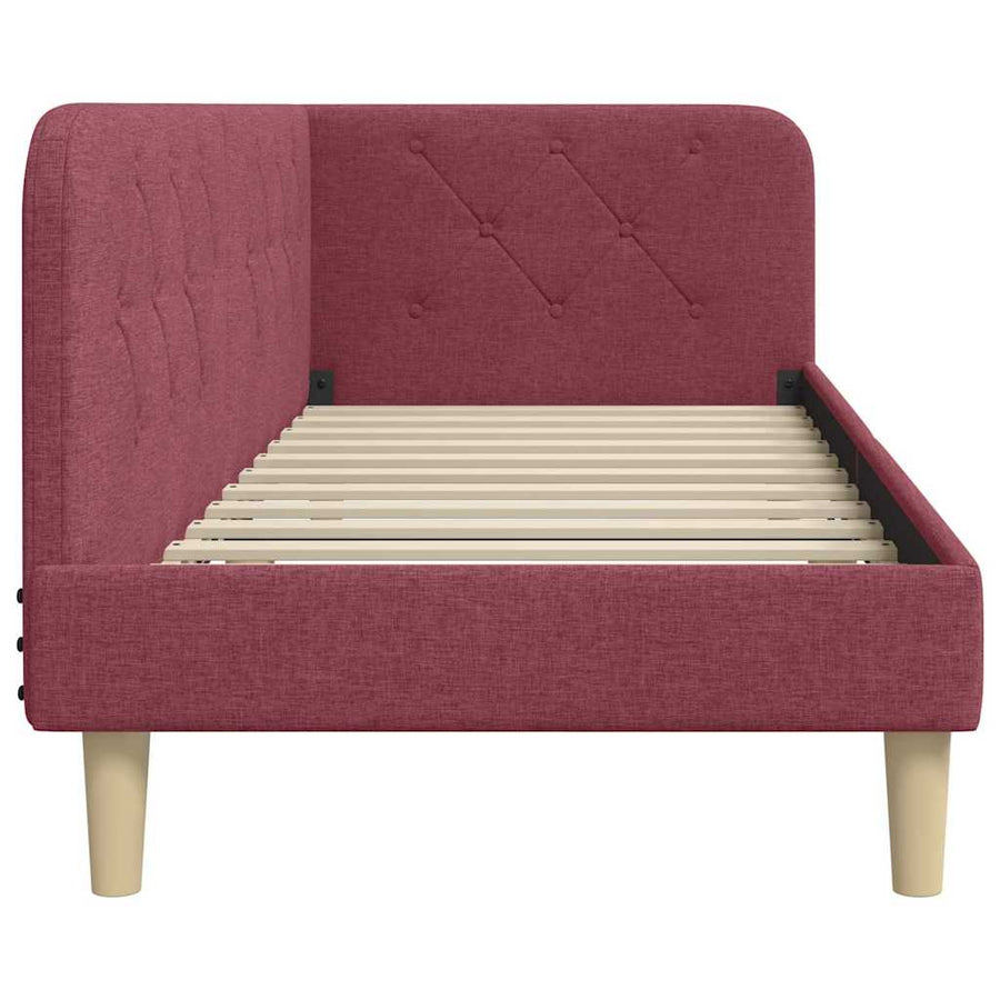 Hoekbedframe met hoofdeinde Wijnrood 80 x 200 cm Stof