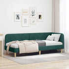 Corner bed frame with headboard Dark Green 80 x 200 cm Fabric