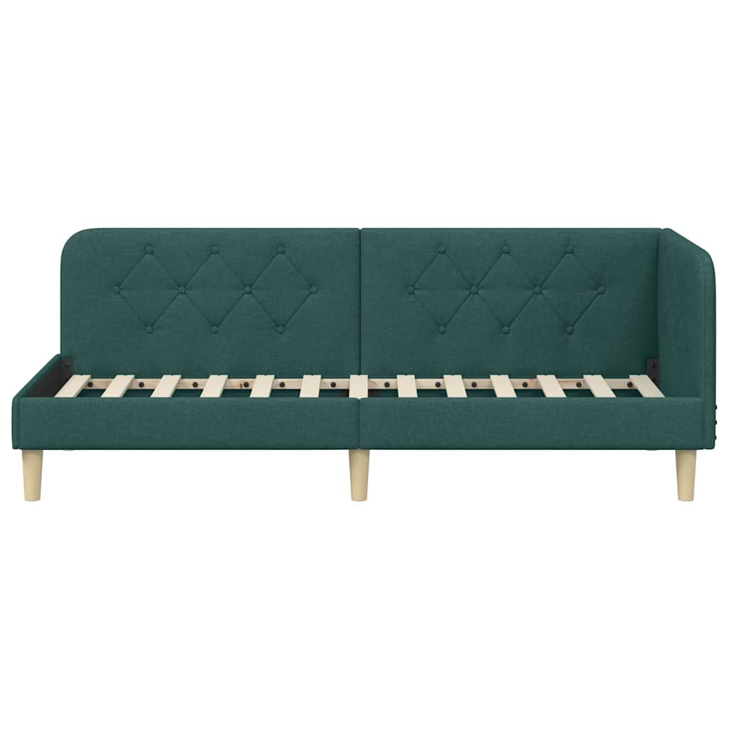 Hoekbedframe met hoofdeinde Donkergroen 80 x 200 cm Stof