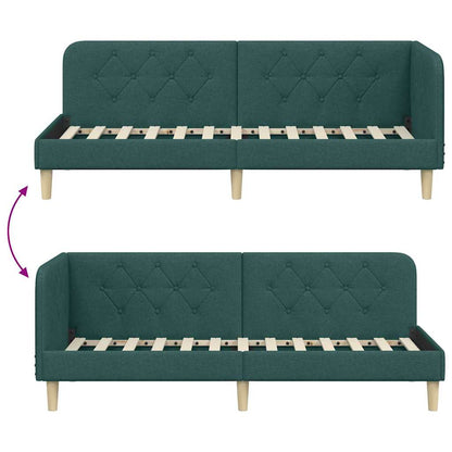 Hoekbedframe met hoofdeinde Donkergroen 80 x 200 cm Stof