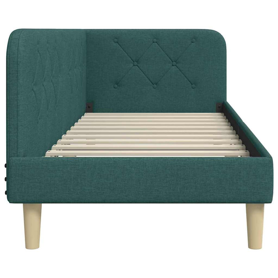 Hoekbedframe met hoofdeinde Donkergroen 80 x 200 cm Stof