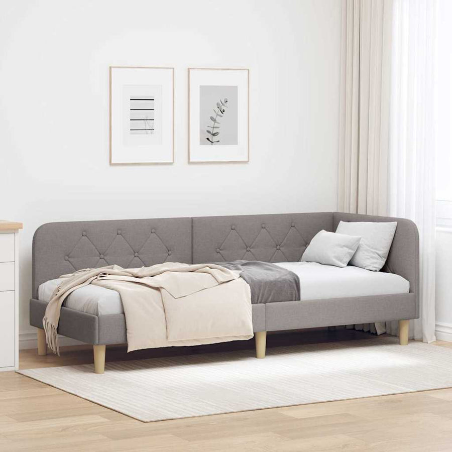 Hoekbedframe met hoofdeinde Taupe 80 x 200 cm Stof
